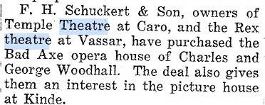 Bad Axe Opera House - CASS CITY CHRONICLE MAY 4 1923